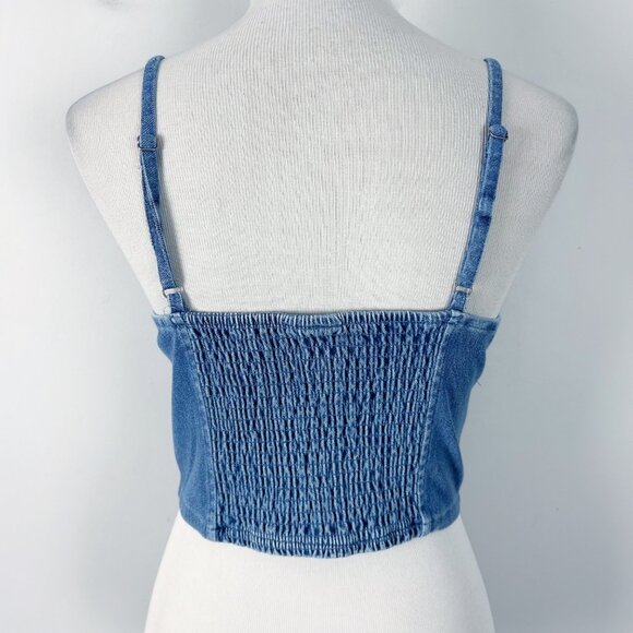 Y2K No Boundaries Denim Corset Cami Tank Crop Top Size Medium 8-10 Women's - Picture 2 of 3